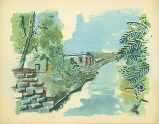 Item #63-0155 River Scene With Palm Trees. 20th Century European Artist
