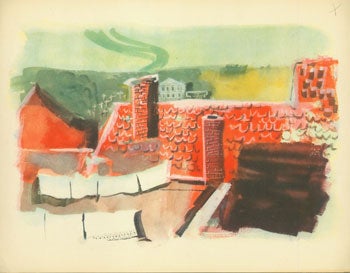Item #63-0158 Red Chimneys. 20th Century European Artist.