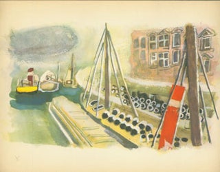 Item #63-0160 Ships At Dock. 20th Century European Artist