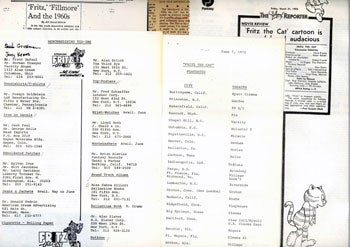 Fantasy Records (New York) - Fritz the Cat Miscellania: Press Clippings, Distribution Notes, Lists of Showings, Information on Fantasy Records Soundtrack