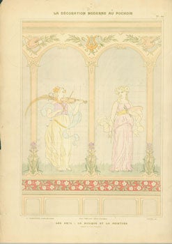 Charayron, A. and Jean Saude - Les Arts: La Musique Et la Peinture. Plate 23 from la Decoration Moderne Au Pochoir