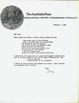 Item #63-0833 Reproduction Of a Letter from David Hazelwood of the Daniel Moore on the Occasion...