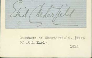 Item #63-0877 Signature of Enid Edith Scudamore-Stanhope, Countess of Chesterfield, pasted onto...