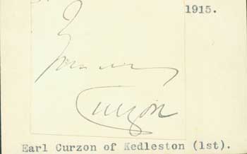 George Curzon, Earl Curzon of Kedleston - Signature of George Curzon, Earl Curzon of Kedleston, Pasted Onto Card with Typed Title