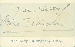 Item #63-0902 Signature of Anne Dickson-Poynder, Lady Islington, pasted onto card with typed...