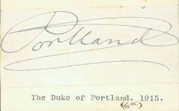 William Cavendish-Bentinck, 6th Duke of Portland - Signature of William Cavendish-Bentinck, 6th Duke of Portland, Pasted Onto Card with Typed Title