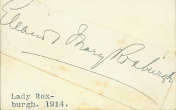 Mary Lady Roxburgh - Signature of Mary Lady Roxburgh, Pasted Onto Card with Typed Title