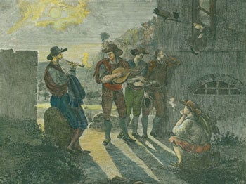 Schedivny (engrav.); [C. W. Medau] - Die Serenata in Rom. (Serenade in Rome)