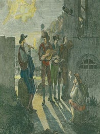 Die Serenata in Rom. (Serenade in Rome. Schedivny, engrav., C. W. Medau.