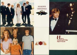 Item #63-1197 Three Color Postcards of Robert Redford & family, celebrating the holidays. Robert...