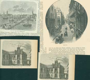 Item #63-1253 Set Of Three Small Prints of Wood Engravings of Riga, 1878 - 1901. 19th Century German Engravers.
