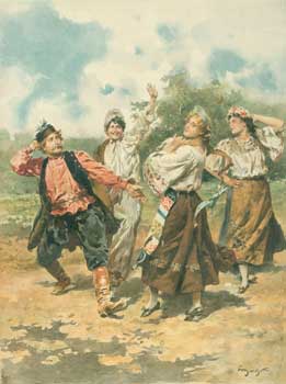 19th Century Engraver - En Russie-la Danse Petite-Russienne (Dance of Russian Peasants)