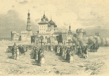 Stoltenberg, F. (after); W. Aarland (engrav.) - Kloster Auf Dem Jungfernfelde Bei Moskau (Monastery on the Jungfernfelde at Moscow)