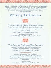 Item #63-1705 Twenty Works From Twenty Years. A Lecture by Wesley B. Tanner. Friends of the...