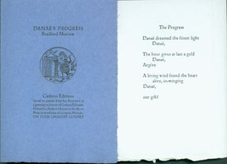 Item #63-1709 Danae's Progress. Bradford Morrow, Andrew Hoyem, print