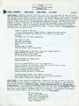 Item #63-1719 Poetry Upstairs At The Cafe Milano, December 1988. Cafe Milano, CA Berkeley