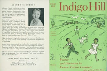Item #63-1993 Dust Jacket only for Indigo Hill. Eleanor Frances Lattimore, author.