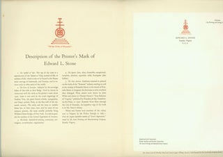Item #63-2075 Description Of a Printer's Mark. With A Specimen Letterhead of a Widely-Known...