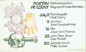 Item #63-2100 Poetry At Cody's. Cody's, Alameda County Neighborhood Arts Program, CA Berkeley, design.