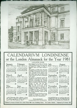 Item #63-2105 Calendarium Londinense, Or the London Almanack for the Year 1981. Lawrence Josset, W. Monk, Stevens, Brown Ltd, etcher, Surrey.