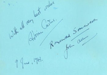 Adrian Cairns, John Allen, & Raymond [Somerset] - Original Autographs by Adrian Cairns, John Allen, & Raymond [Somerset]