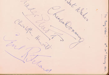 Charles Donning, Cyril Ritchard, Madge Elliot, Christopher Hewitt; His Majesty's Theatre (London) - Original Autographs by Charles Donning, Cyril Ritchard, Madge Elliot, Christopher Hewitt, During a Production of 