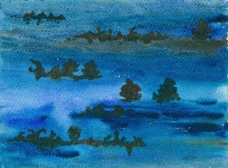 Item #63-2370 Untitled Watercolor. (Blue Landscape). Vesta Kirby