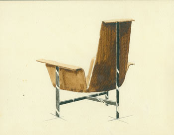 Item #63-2404 Mid Century Modern Style Wood Chair Design. (View from back). Vesta Kirby.
