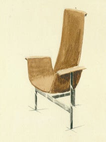 Item #63-2405 Mid Century Modern Style Wood Chair Design. (View from front). Vesta Kirby