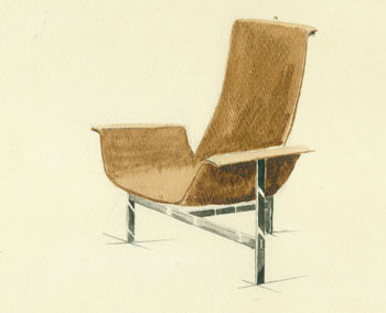 Item #63-2405 Mid Century Modern Style Wood Chair Design. (View from front). Vesta Kirby.