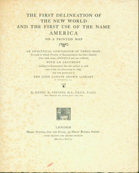 Item #63-2500 Prospectus for The First Delineation of the New World and the First Use of the Name...