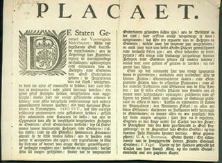 Item #63-2507 Placaet. De Staten Generael der Vereenighde Nederlanden. July 2, 1714. Paulus...