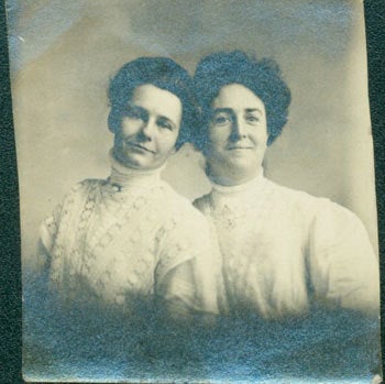 Whigham Stamp Photos (San Francisco) - Black and White Photograph of Two Ladies with Lacy, High Collar Shirts