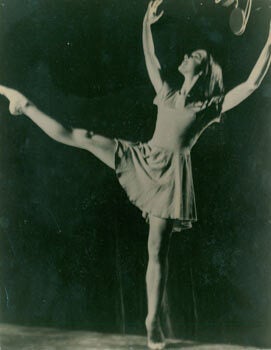Item #63-2705 Black & White Photograph of dancer on the set of Carousel. 20th Century American...