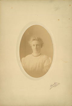 Item #63-2731 Sepiatone Photograph of woman in formal portrait, lacy collar. Photographic Studio...