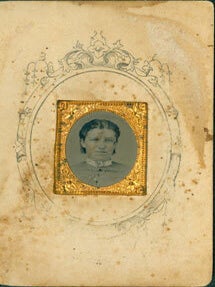 Item #63-2746 Glass Plate Negative depicting woman in formal pose. 19th Century American...