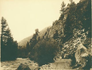 Item #63-2752 Black and White Photograph, rugged creek with steep redwood cliffs (Russian River,...