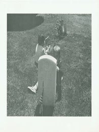 Item #63-2768 Black and White Photographic Print of two children playing behind gravestone of Lt....