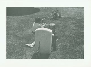 Item #63-2768 Black and White Photographic Print of two children playing behind gravestone of Lt....