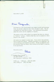 Item #63-2852 Typed Letter Signed by Robert Flynn Johnson to Pasquale Iannetti, December 3, 1976....