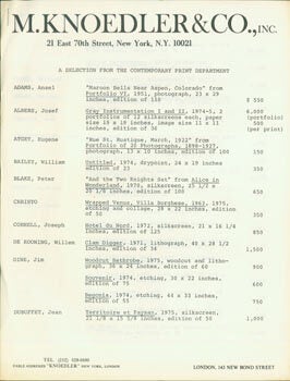 Item #63-2853 A Selection from the Contemporary Print Department. September 1975. New York,...