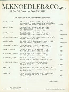 Item #63-2854 A Selection from the Contemporary Print List. October 1974. New York, London, M....