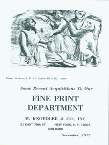 Item #63-2863 Some Recent Acquisitions To Our Fine Art Department. November, 1972. New York,...