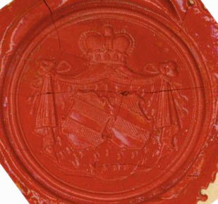 Item #63-2996 Stamped Wax Seal for Grafin (Countess) zu Ysenburg Budingen, von Schonburg Waldenburg. von Schonburg Waldenburg Grafin zu Ysenburg Budingen.