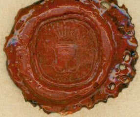 Item #63-2997 Stamped Wax Seal for Freiherr von Keyserlingk. Freiherr von Keyserlingk