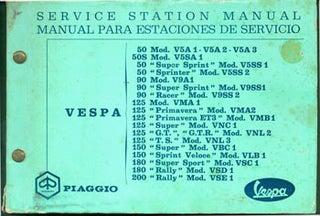 Item #63-3069 Vespa Service Station Manual. Vespa, Piaggio
