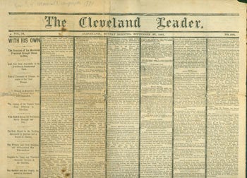 Item #63-3203 Cleveland Leader, September 25, 1881. Includes a Memorial to the late President James Garfield. Cleveland Leader, Newspaper.