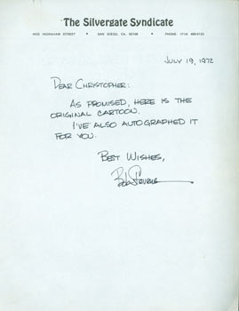 Item #63-3260 MLS with Original Autograph by Bob Stevens, Editorial Cartoonist. July 19, 1972....