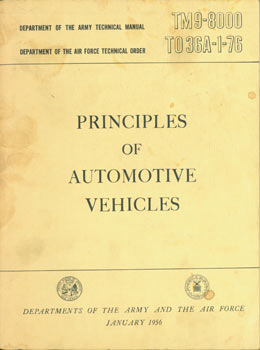 Item #63-3433 Principles Of Automotive Vehicles. Department of the Army technical manual,...