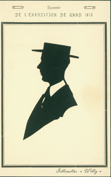 Item #63-3497 Souvenir De L'Exposition De Gand 1913. Carte Postale. Woodcut. Willy, Silhouette...